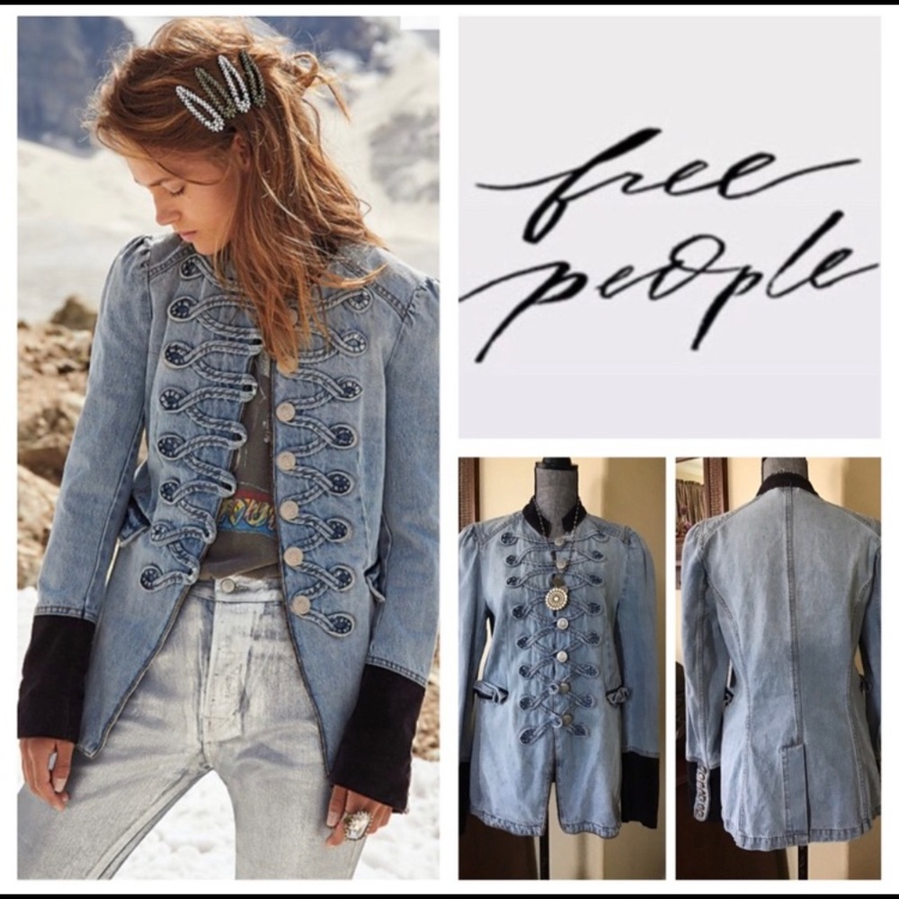 New with tags Free People denim seamed and structured jacket, XL